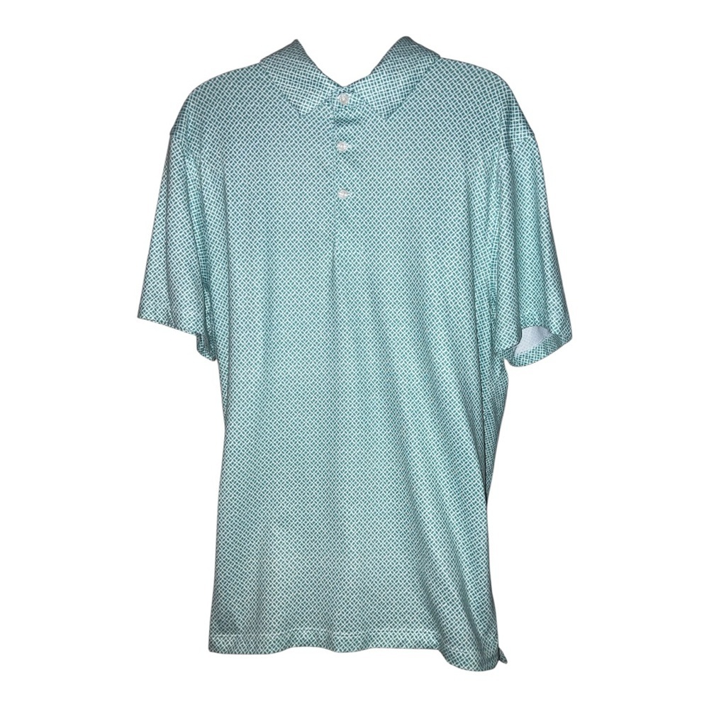 J.Crew Men's Performance Green/Mint Polo Short Sleeve Shirt Golf Print Large-EUC